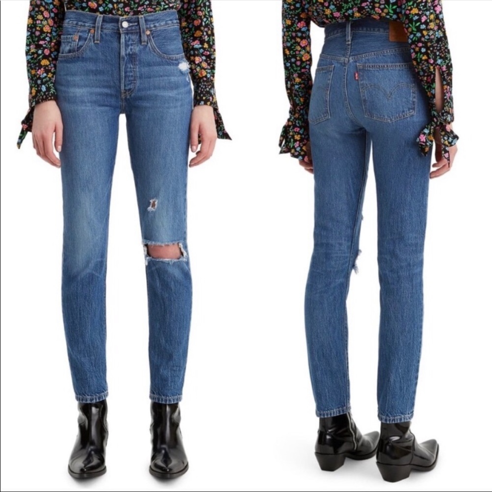 NWT Levi’s Premium 501S Skinny High Rise Distressed Destroyed Jeans Size 29